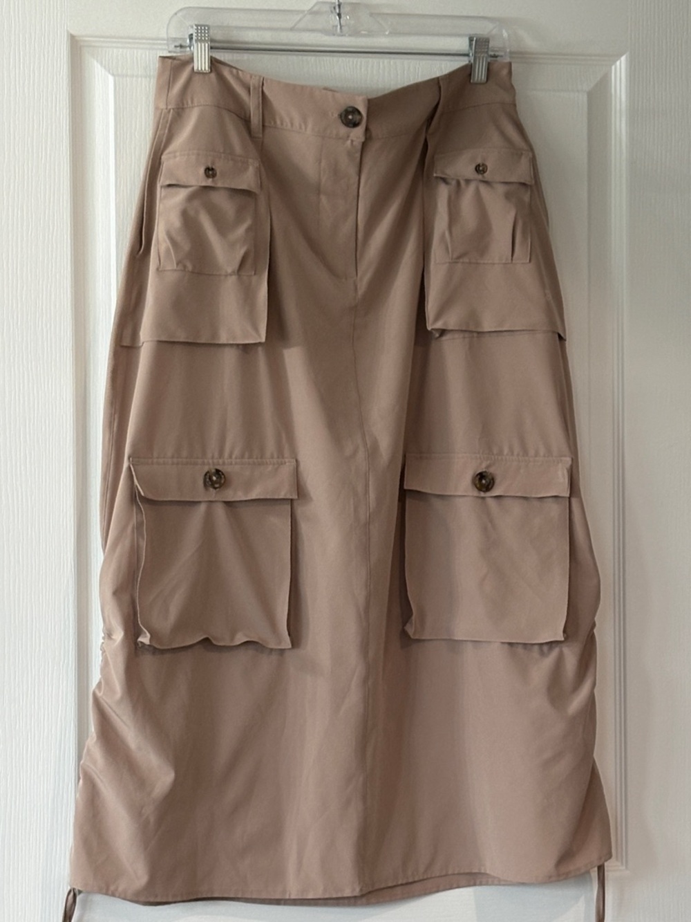 Albion Cargo Midi Skirt in Taupe